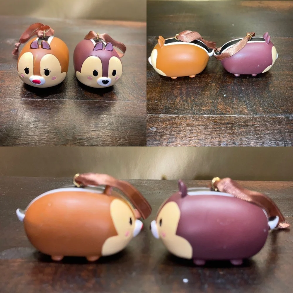 2 Disney Tsum Tsum Chip & Dale Holiday Christmas Ornaments